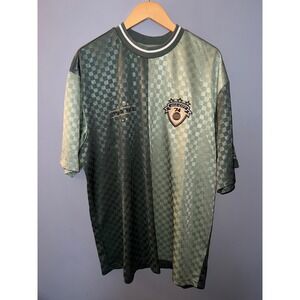 LCKR All-City‎ 74 Soccer Jersey Green Checkerboard Split Graphic Mens 2XL/2T